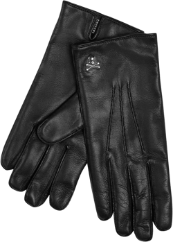 skull-plaque leather gloves