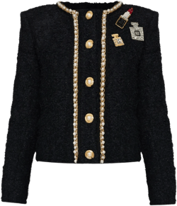 patch-detail tweed jacket