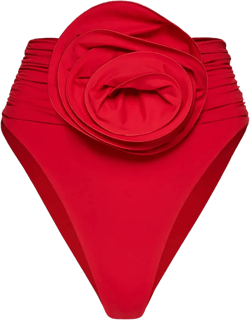 floral-appliqué high-waisted bikini bottoms 