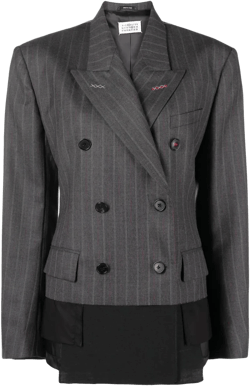 Spliced pinstriped wool blazer