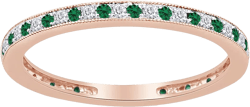 1/5 Carat Round Cut White Natural Diamond & Simulated Green Emerald Stackable Engagement Band Ring For Women In 14k Gold Plated 925 Sterling Silver Jewelry (0.20 Cttw)