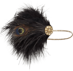 BABEYOND 1920s Flapper Headband Roaring 20s Headpiece Gatsby Ostrich Feather Headpiece with Crystal Women A-gold