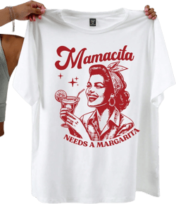 Calvaya Retro 'Mamacita Needs A Margarita' Graphic Tee For Women - Vibrant Pink Crew Neck Short Sleeve Casual Top, Polyester Blend, Perfect For Summer & Spring
