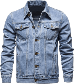 Men's Denim Jacket Vintage-Inspired Jean Jacket with Multiple Pockets - Cotton Blend, Machine Washable X-Large Light Blue