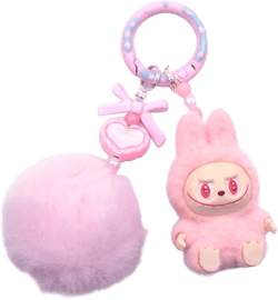 MiniLabubu Keychain Cartoon Creative Modern Home Decoration Collection Plush Doll Pendant Hanging Decoration Pink
