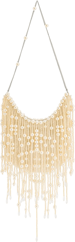JW PEI Women's Elaine Pearl-Embellished Fringe Bag White