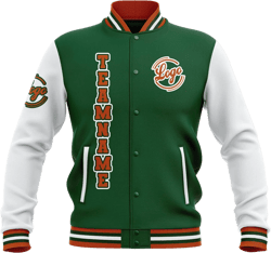 Custom Waterproof Varsity Jackets Personalized Stitched Name Number Logo to Letterman Jackets for Men Women Youths Medium Green White Orange
