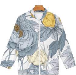 DQJUWQP Blue Yellow Floral Rose Pattern Men's Slim Fit Lightweight Sportswear Jacket Casual Bomber Jacketal at Amazon Men’s Clothing store