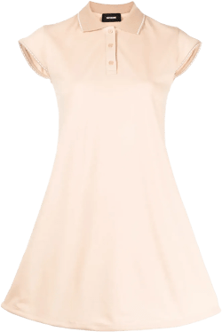 contrasting-trim flared cotton dress
