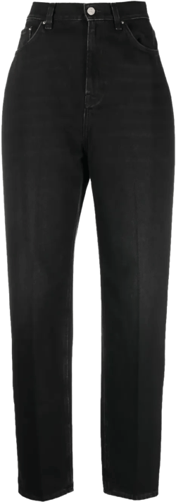 faded-effect tapered-leg jeans