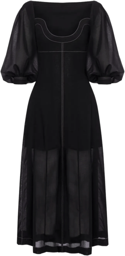puff-sleeve maxi dress
