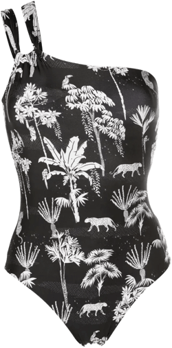 Miusha graphic-print one-shoulder one-piece