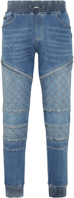 Jogging logo-appliqué tapered jeans