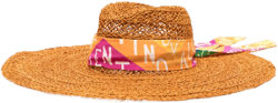 scarf-detailed wide-brim sun hat