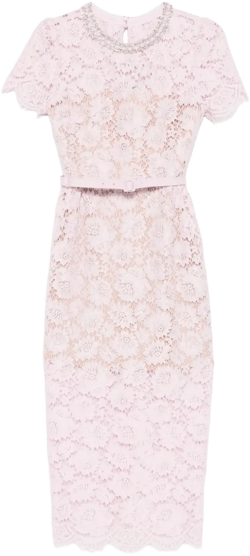 lace pearl-embellished midi dress