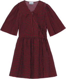 gingham-print mini wrap dress
