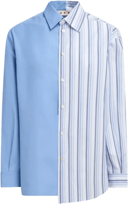 panelled half-and-half cotton shirt