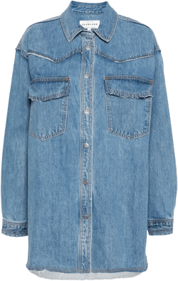 Western raw-cut denim overshirt 