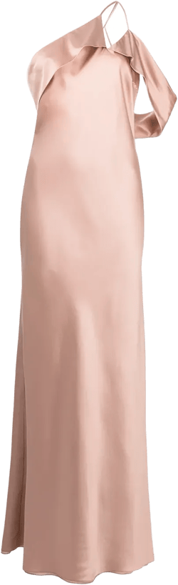 bias-cut one-shoulder gown