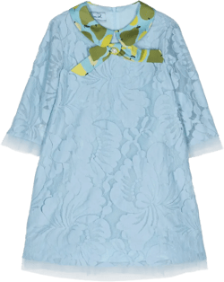 floral-laced bow-detailing dress
