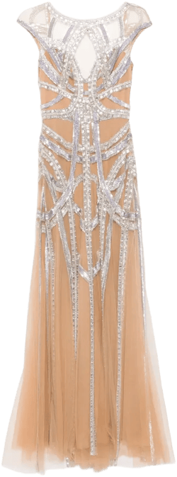 roads-embroidered flared gown