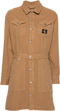 logo-patch shirt minidress