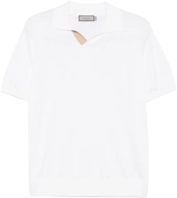 suede-detail polo shirt