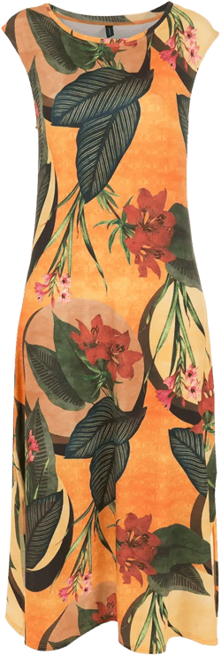 floral leaf print midi dress