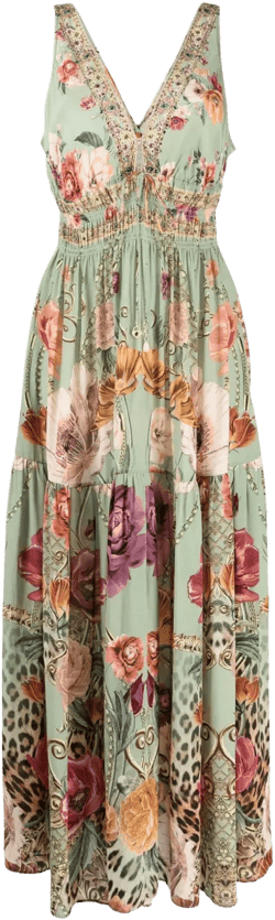 floral-print silk dress 