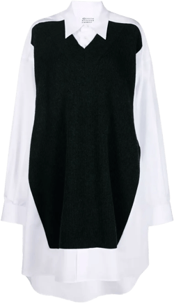 oversized jumper-panel shirt dress