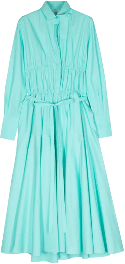 shirred cotton shirtdress