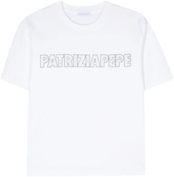 rhinestone-logo cotton T-shirt