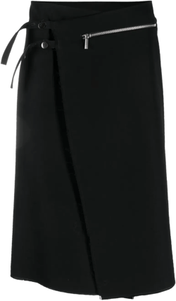 N45 zip-up asymmetric wool skirt