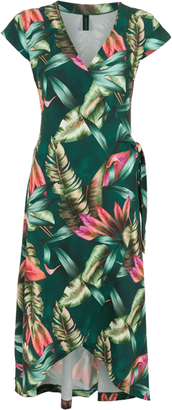 Falcão leaf-print wrap dress