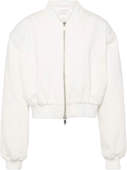 Frankie Shop Women's White Micky Cropped Denim Bomber Jacket