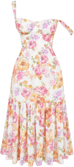 HOUSE OF CB Elia Floral Stretch Cotton Blend Corset Sundress
