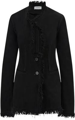 Cotton blazer with fringe detail