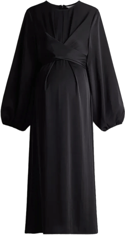 MAMA Balloon-Sleeved Satin Dress