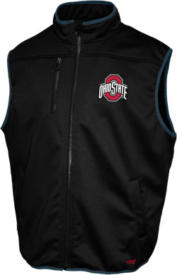 2Bhip NCAA Ohio State Buckeyes Adult Mens College Black Mock Neck Softshell Full Zip Sleeveless Vest Jacket