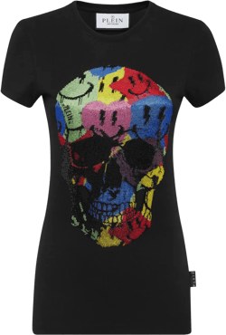 skull-print rhinestones-embellishment T-shirt