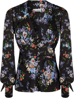 floral-print silk shirt