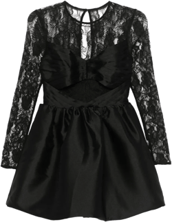 lace-panel taffeta mini dress