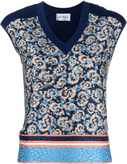 all-over graphic-print V-neck vest