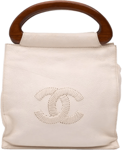 2003-2004 CC Grained Calfskin Wooden Handle Tote handbag