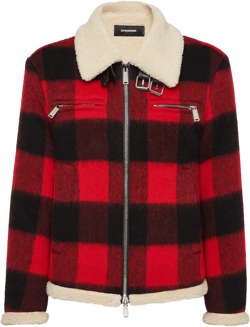 check-print wool jacket