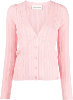logo-lettering V-neck cardigan