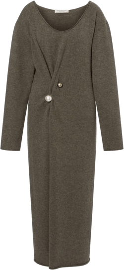brooch-detail knitted midi dress