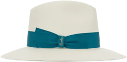contrasting-ribbon wide-brim hat