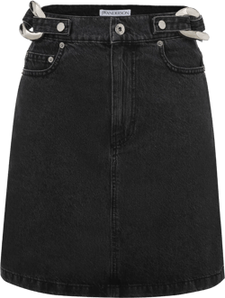 chain-link detail denim skirt