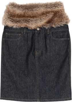 faux-fur hybrid midi skirt